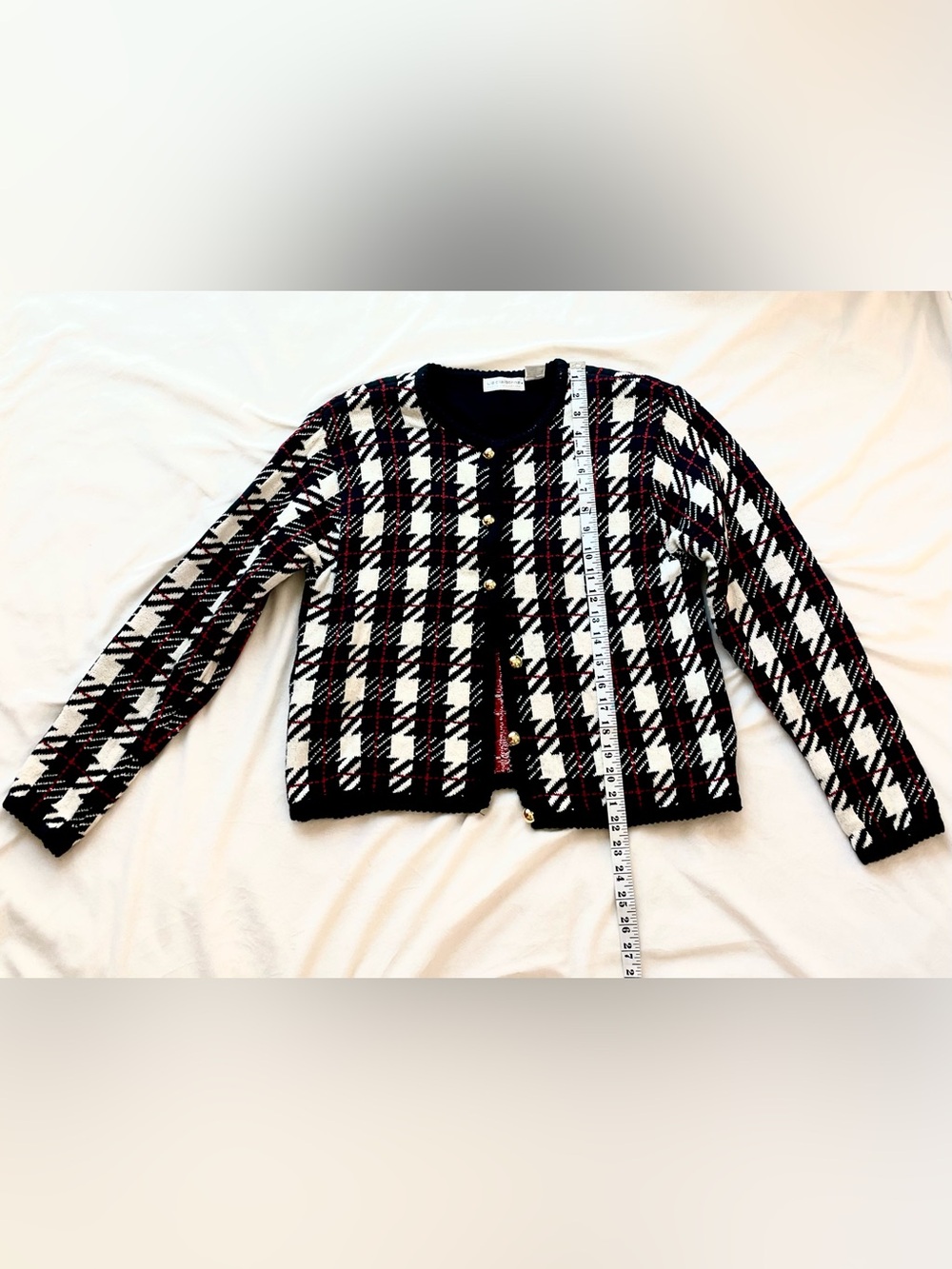 Liz Claiborne Petite Black Knit Cardigan with Crew Neck